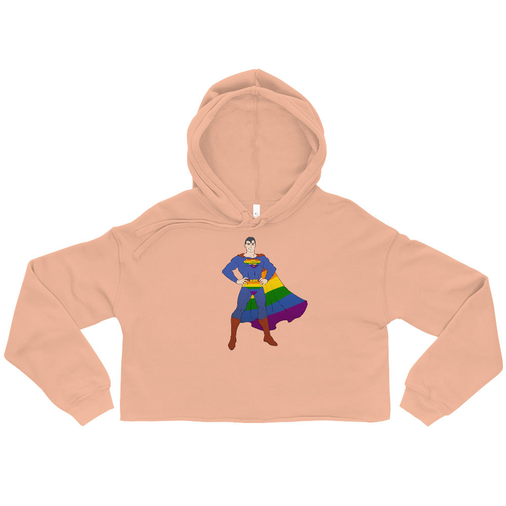 Peach Gay Geek Crop Hoodie by Queer In The World Originals sold by Queer In The World: The Shop - LGBT Merch Fashion