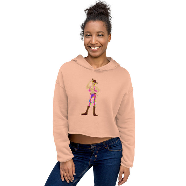 Peach Gay Cowboy Crop Hoodie by Queer In The World Originals sold by Queer In The World: The Shop - LGBT Merch Fashion
