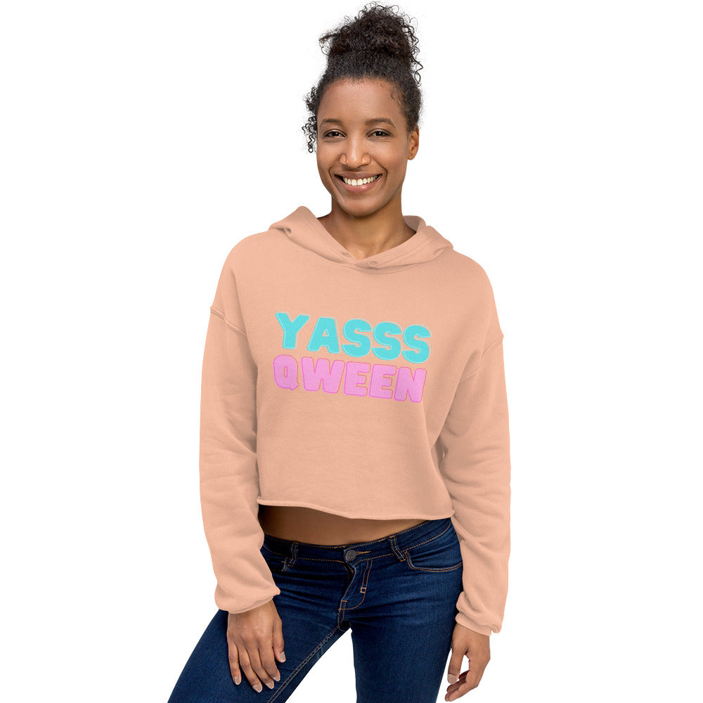 Peach Yasss Qween Crop Hoodie by Queer In The World Originals sold by Queer In The World: The Shop - LGBT Merch Fashion