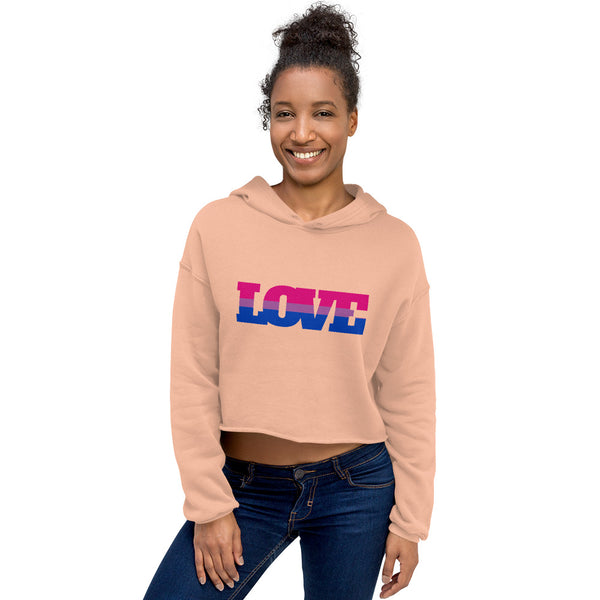 Peach Bisexual Love Crop Hoodie by Queer In The World Originals sold by Queer In The World: The Shop - LGBT Merch Fashion
