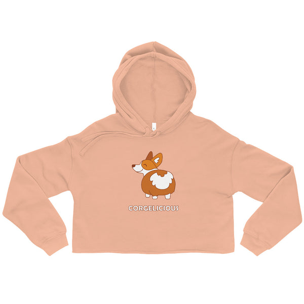 Peach Corgelicious Crop Hoodie by Queer In The World Originals sold by Queer In The World: The Shop - LGBT Merch Fashion