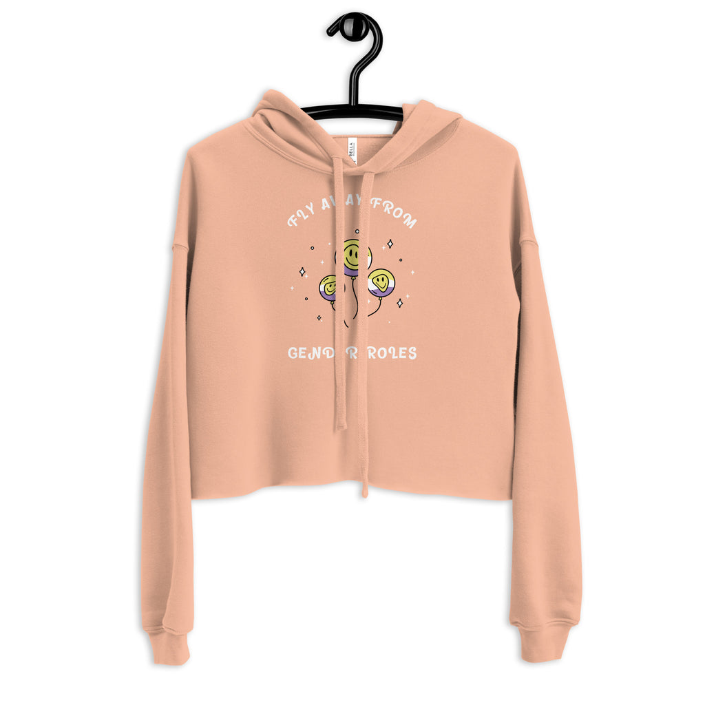  Fly Away From Gender Roles Crop Hoodie by Queer In The World Originals sold by Queer In The World: The Shop - LGBT Merch Fashion