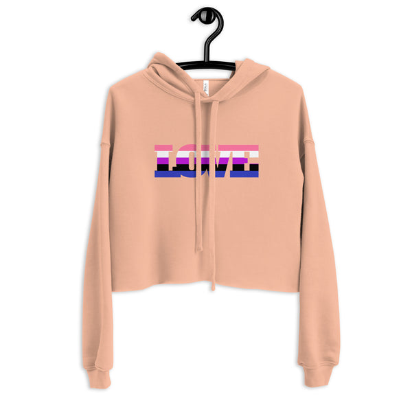 Peach Genderfluid Love Crop Hoodie by Queer In The World Originals sold by Queer In The World: The Shop - LGBT Merch Fashion
