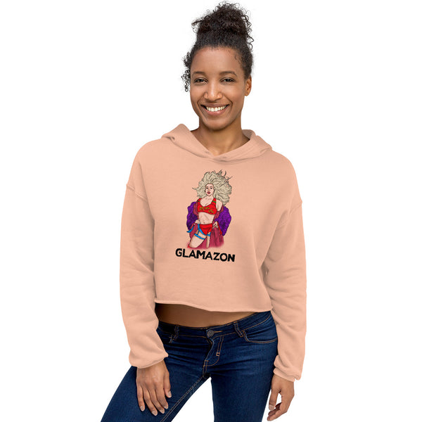 Peach Glamazon Crop Hoodie by Queer In The World Originals sold by Queer In The World: The Shop - LGBT Merch Fashion