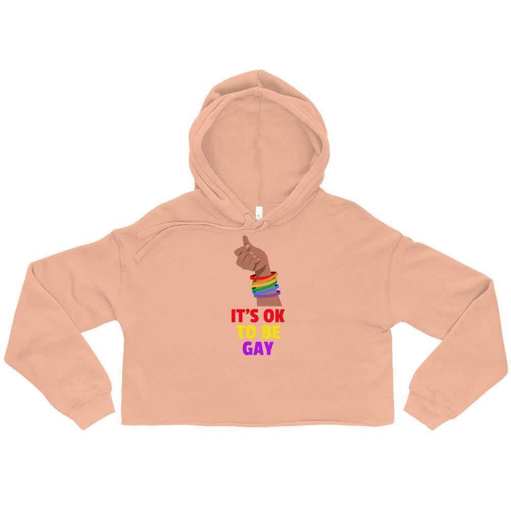 Peach It's OK To Be Gay Crop Hoodie by Queer In The World Originals sold by Queer In The World: The Shop - LGBT Merch Fashion