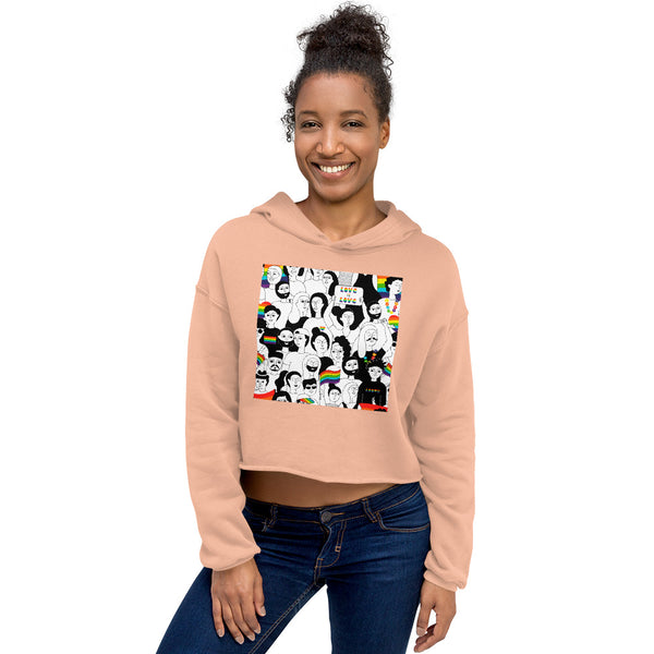 Peach LGBT Pride Crop Hoodie by Queer In The World Originals sold by Queer In The World: The Shop - LGBT Merch Fashion