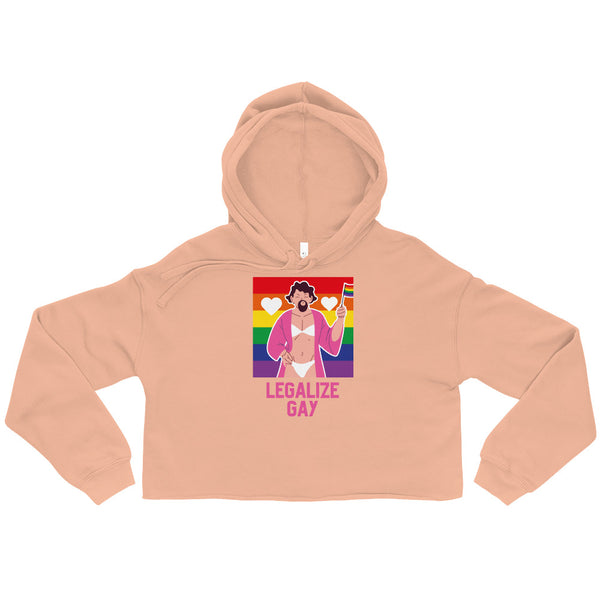 Peach Legalize Gay Crop Hoodie by Queer In The World Originals sold by Queer In The World: The Shop - LGBT Merch Fashion