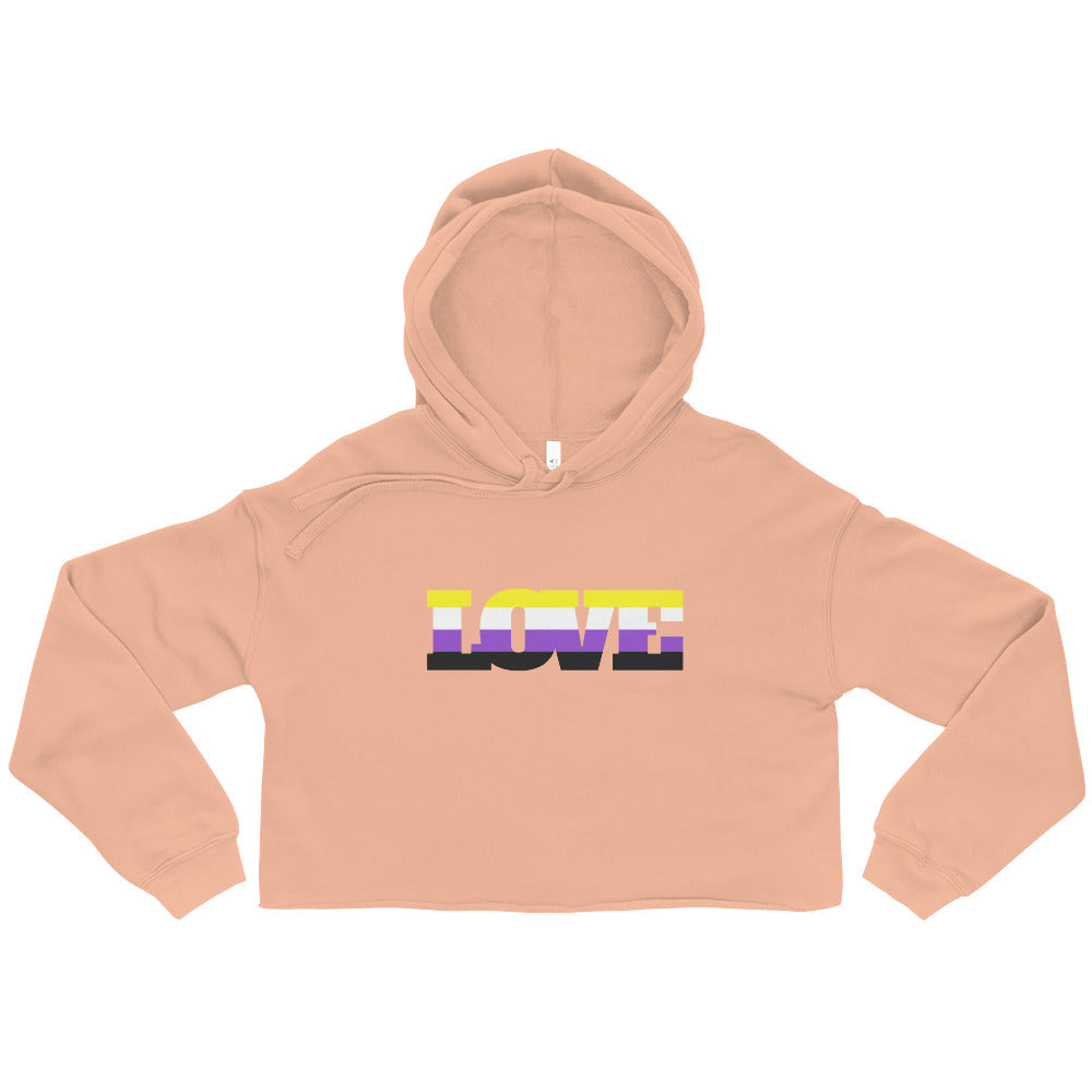 Peach Non-Binary Love Crop Hoodie by Queer In The World Originals sold by Queer In The World: The Shop - LGBT Merch Fashion