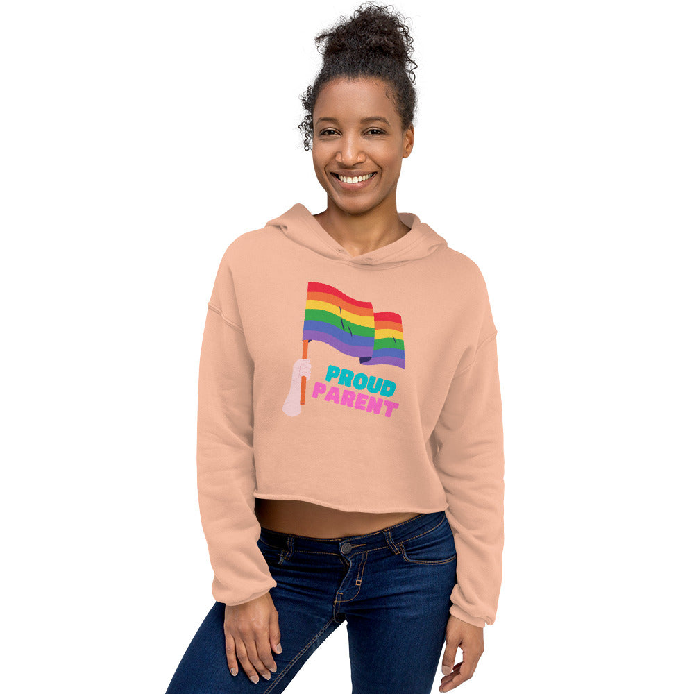 Peach Proud Parent Crop Hoodie by Queer In The World Originals sold by Queer In The World: The Shop - LGBT Merch Fashion