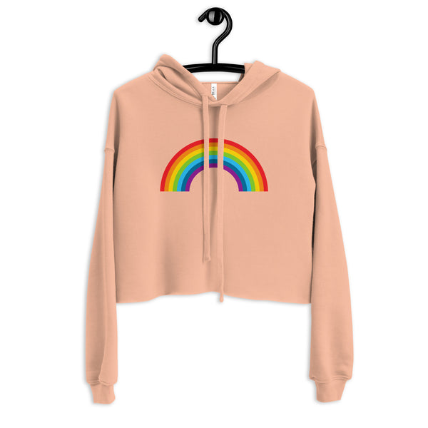 Peach Rainbow Crop Hoodie by Queer In The World Originals sold by Queer In The World: The Shop - LGBT Merch Fashion