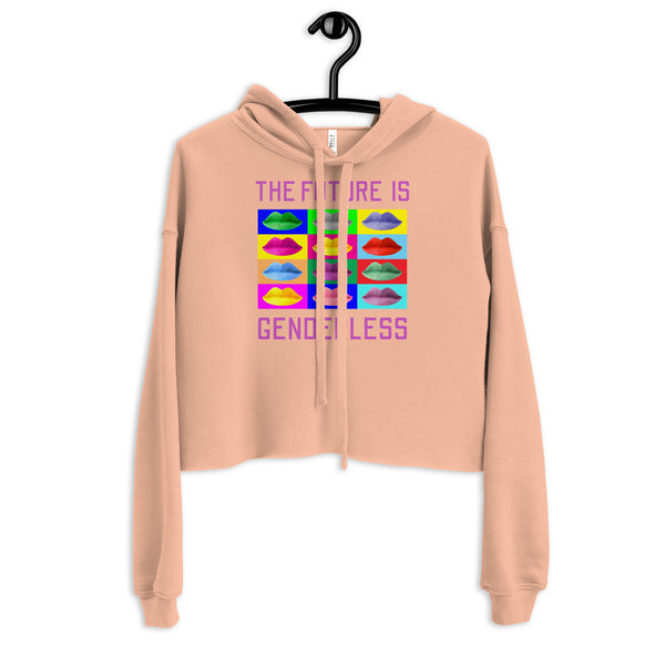 Peach The Future Is Genderless Crop Hoodie by Queer In The World Originals sold by Queer In The World: The Shop - LGBT Merch Fashion