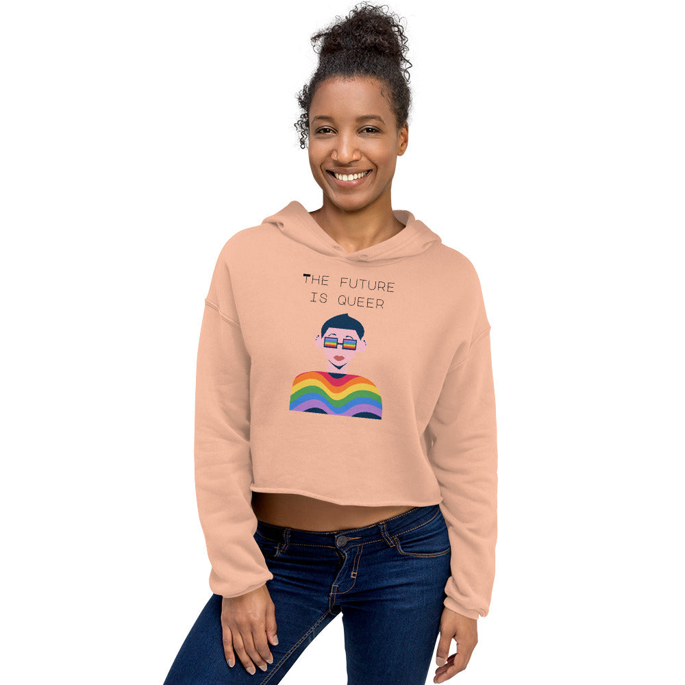  The Future Is Queer Crop Hoodie by Queer In The World Originals sold by Queer In The World: The Shop - LGBT Merch Fashion