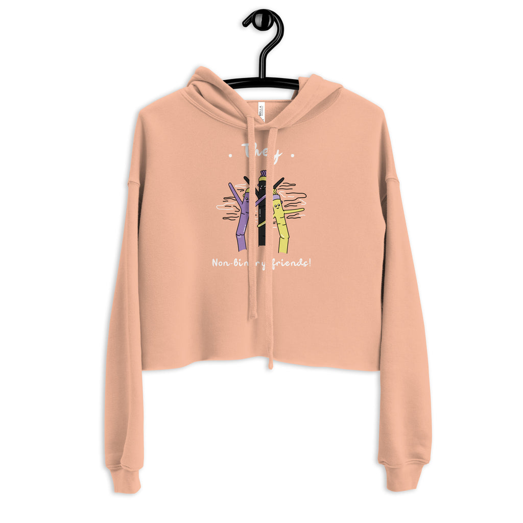 Peach They Non-Binary Friends Crop Hoodie by Queer In The World Originals sold by Queer In The World: The Shop - LGBT Merch Fashion