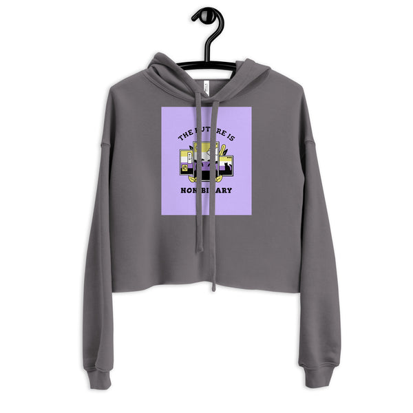 Storm The Future Is Non-Binary Crop Hoodie by Queer In The World Originals sold by Queer In The World: The Shop - LGBT Merch Fashion