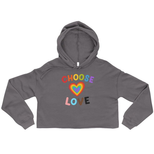 Storm I Choose Love Crop Hoodie by Queer In The World Originals sold by Queer In The World: The Shop - LGBT Merch Fashion