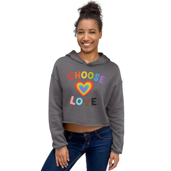 Storm Choose Love Crop Hoodie by Queer In The World Originals sold by Queer In The World: The Shop - LGBT Merch Fashion