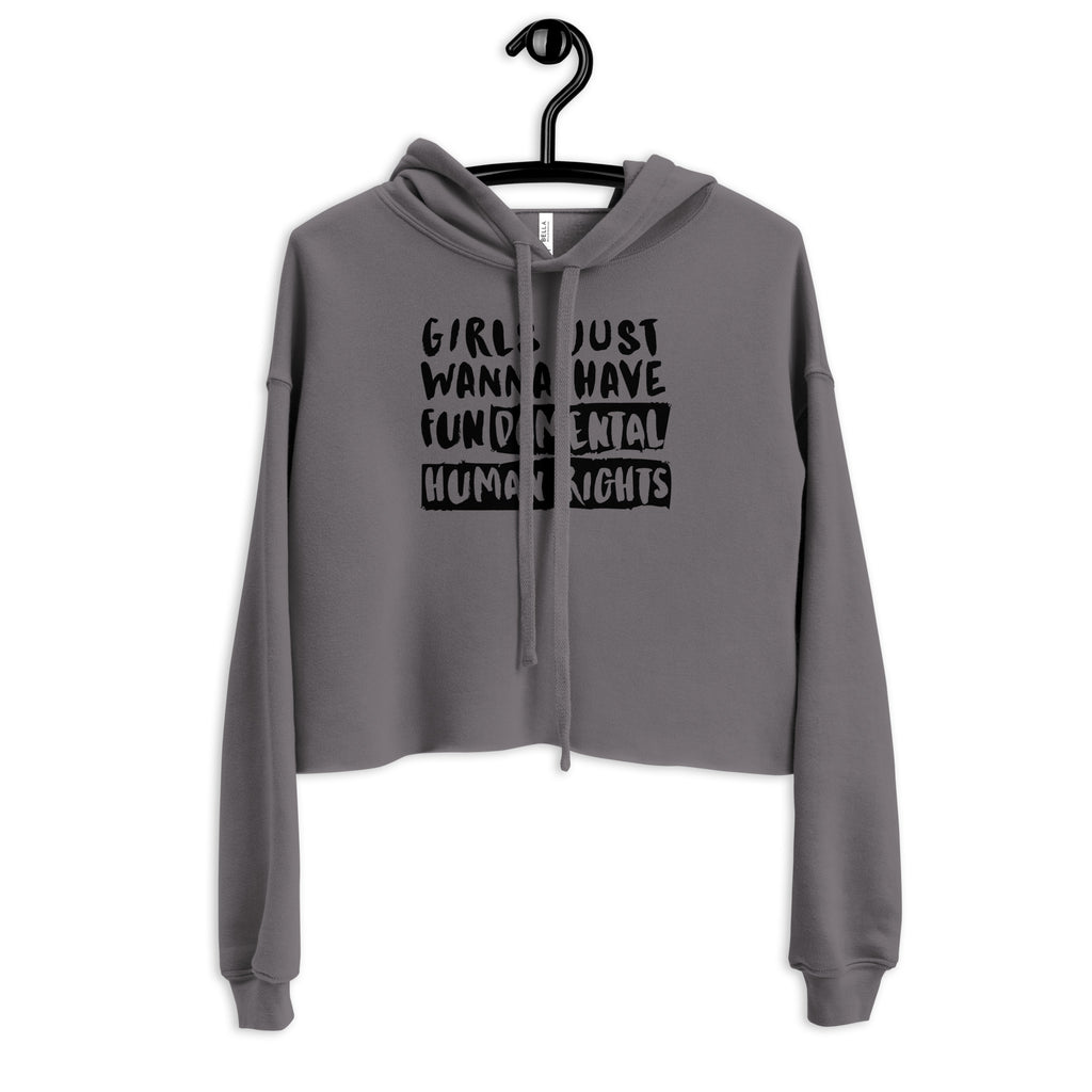 Storm Girls Just Wanna Have Fundamental Human Rights Crop Hoodie by Queer In The World Originals sold by Queer In The World: The Shop - LGBT Merch Fashion