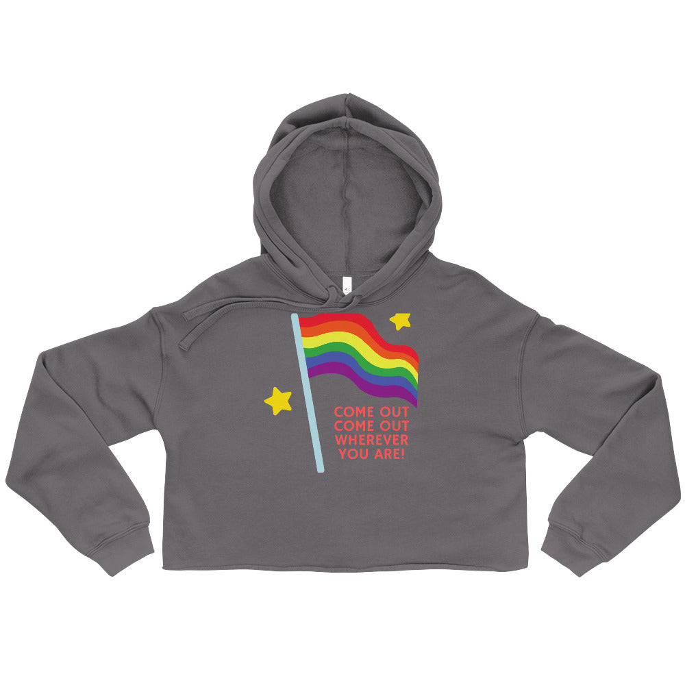 Storm Come Out Come Out Wherever You Are! Crop Hoodie by Printful sold by Queer In The World: The Shop - LGBT Merch Fashion